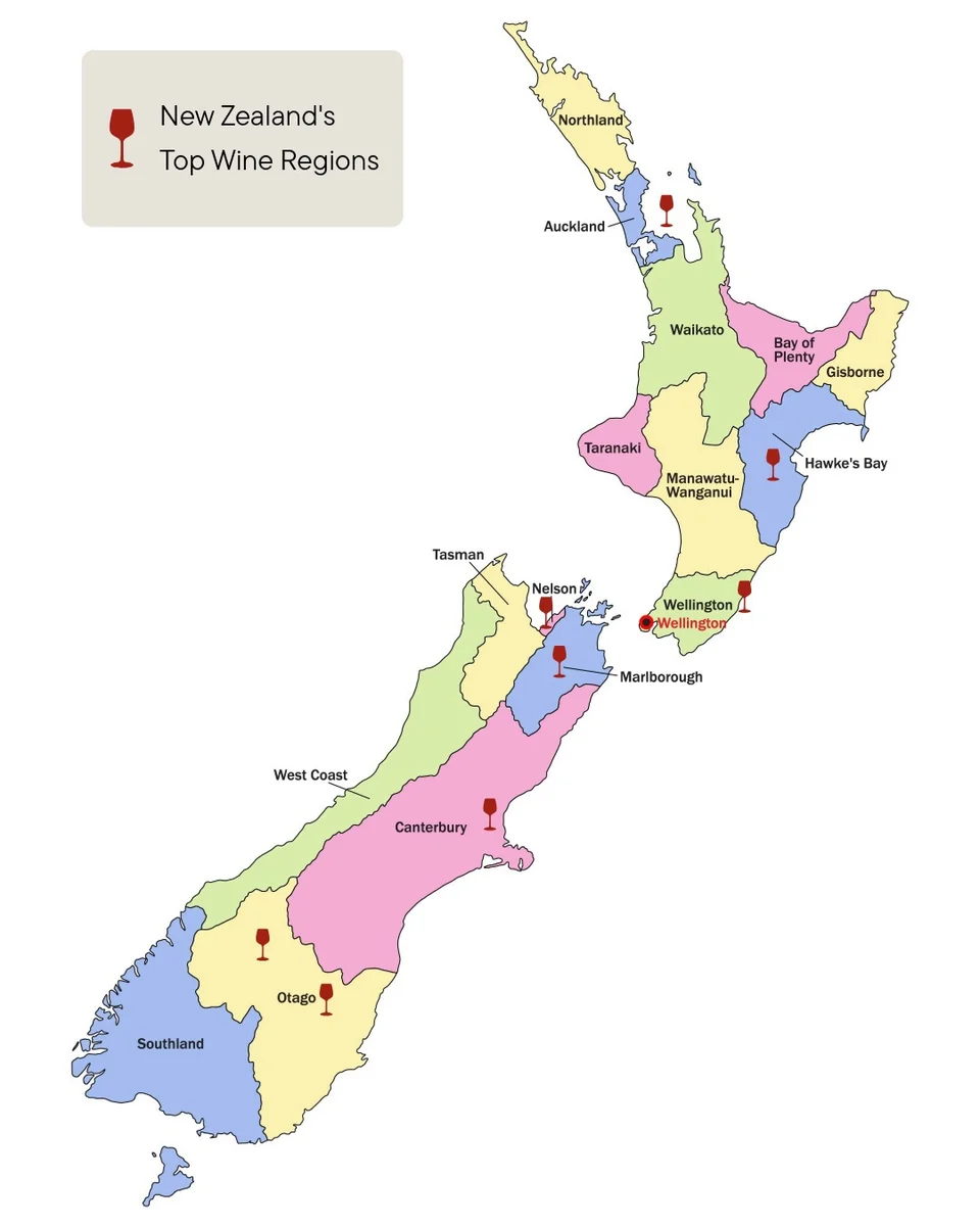 New Zealand Wine Regions Map